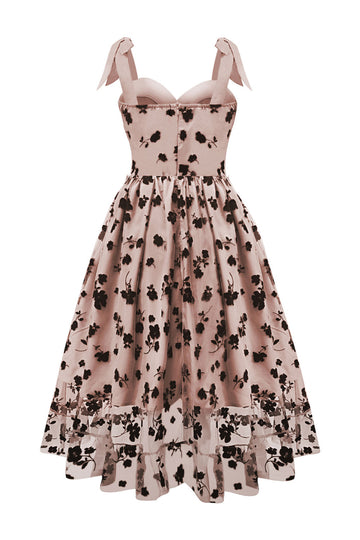 A-Line Blush Pin Up Vintage kjole med blomst trykt